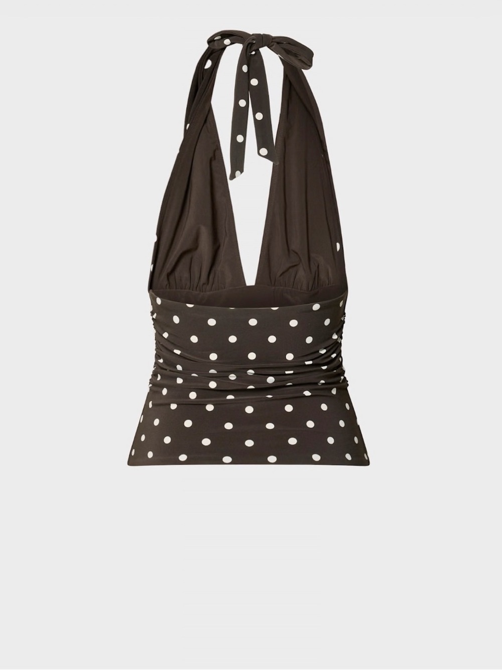 Aritzia Brown Halter Tank Top with White Polka Dots